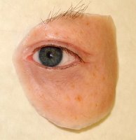 fertige Augen-Epithese mit eingefädelten Wimpern und Brauen